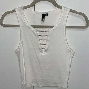 White Tank Top w.Rhinestones